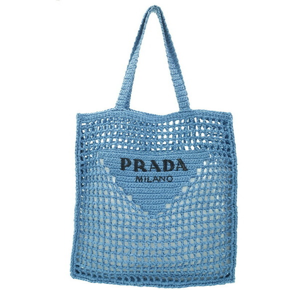 Prada Raffia Tote Bag Blue - Picture 1 of 9